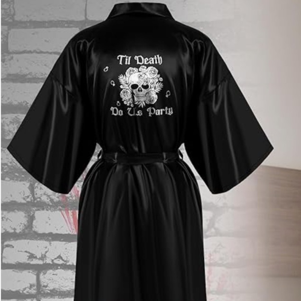 Elegant Satin Bridal Robe - “Til Death Do Us Party”